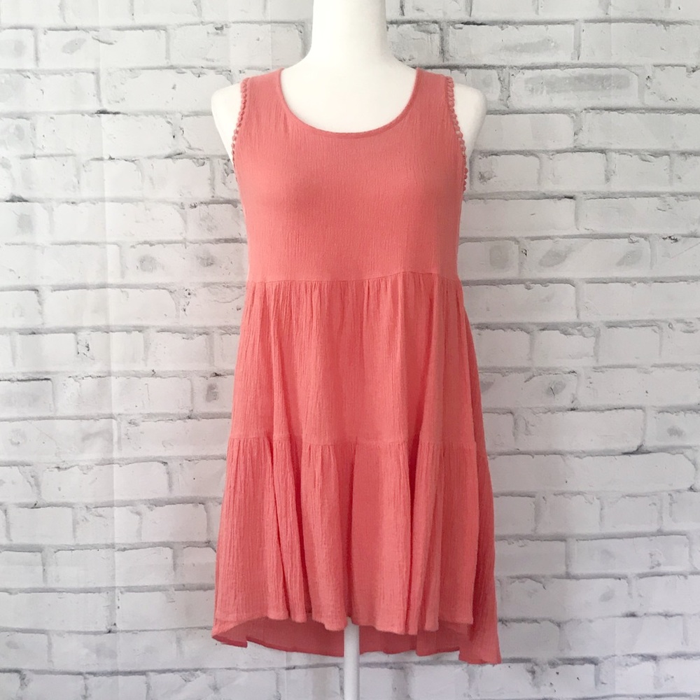 InTu for Anthropologie | Casual Tiered Coral Dress